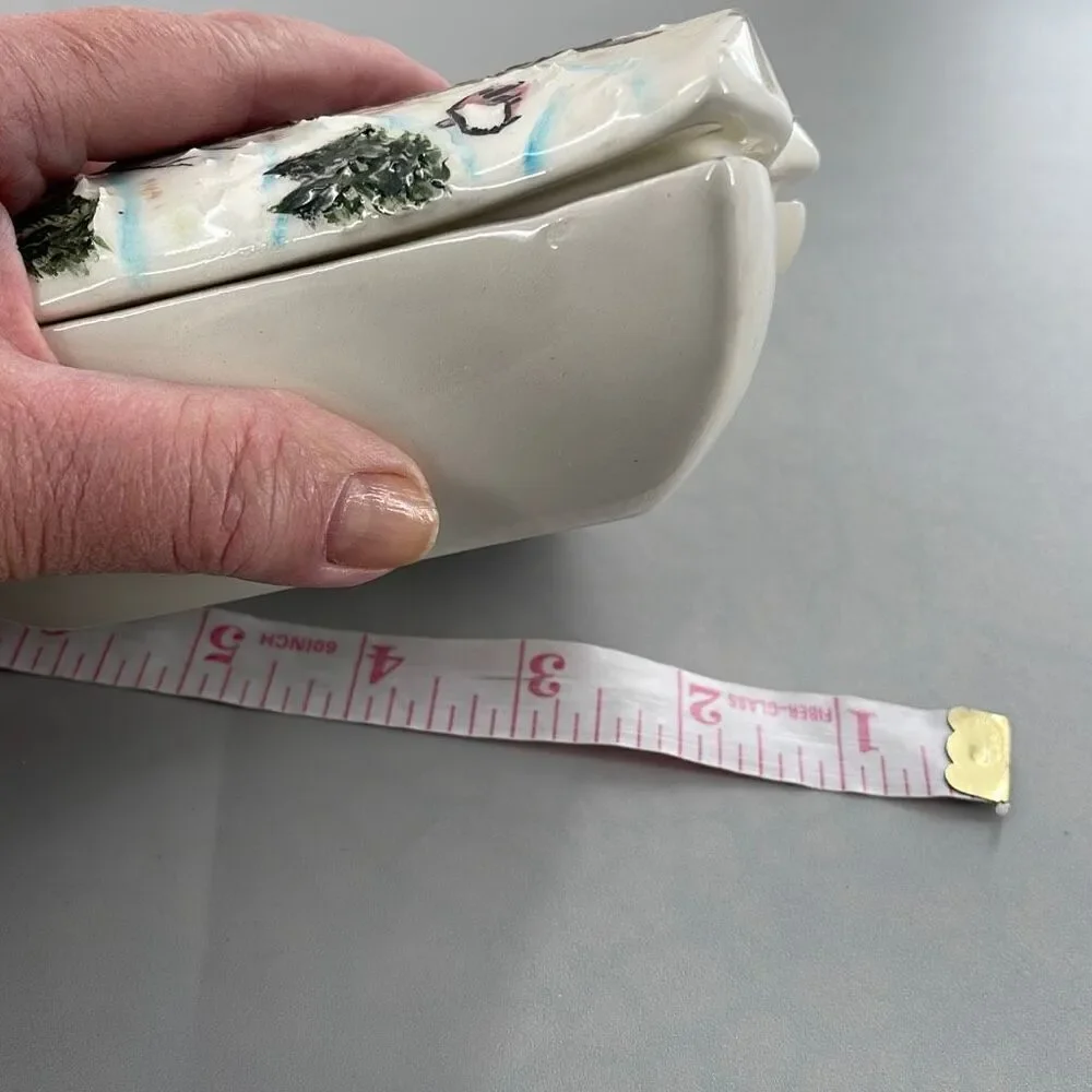 Vintage bell shaped winter scene covered dish